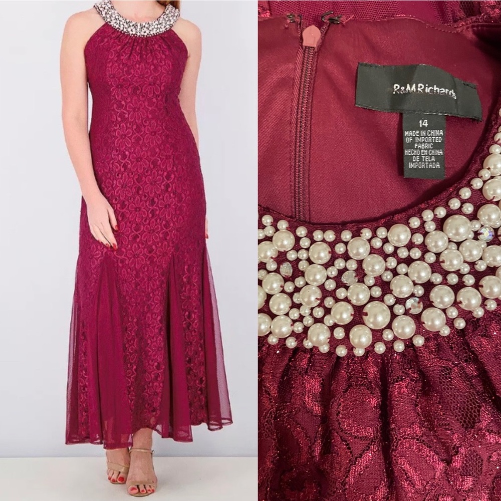 R & M Richards
R&M Richards Embellished Glitter Lace Gown Dress size 6